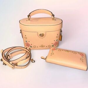 Coach Kay Floral Whipstitch Purse and Wallet Set